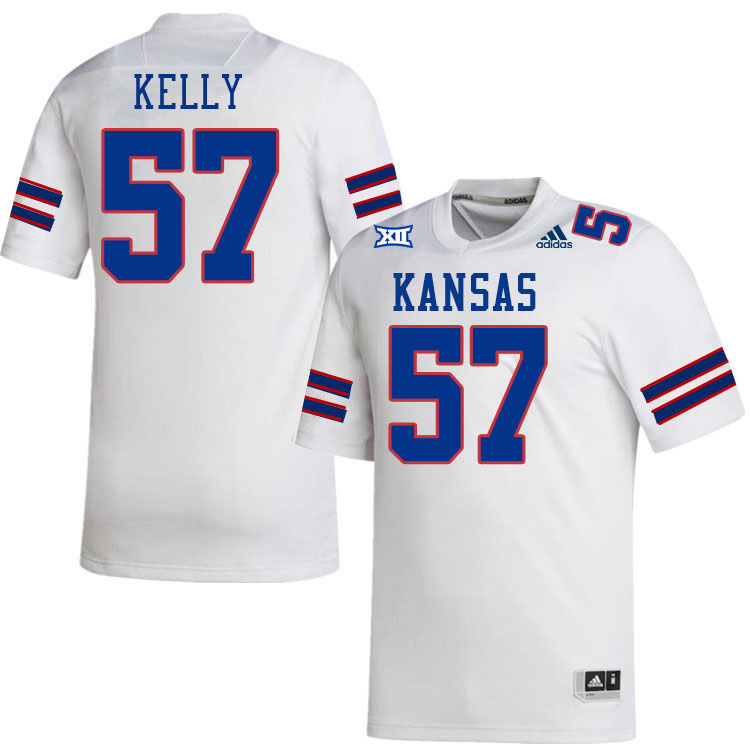 Men #57 Hank Kelly Kansas Jayhawks College Football Jerseys Stitched Sale-White